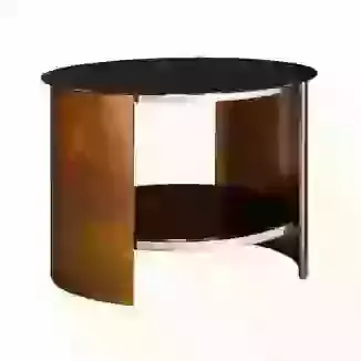 Modern Curved Round Lamp Table in Walnut, Oak or Grey Finish